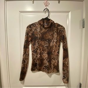 Zara Snake Print Long Sleeve Mock Neck Top